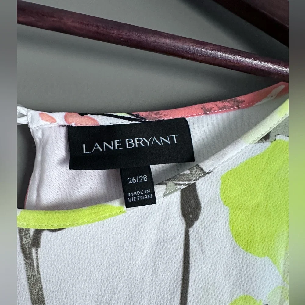 Lane Bryant Retro Floral Printed Chiffon Shift Midi Dress Plus Size 26/28 (4XL) - Picture 8 of 16